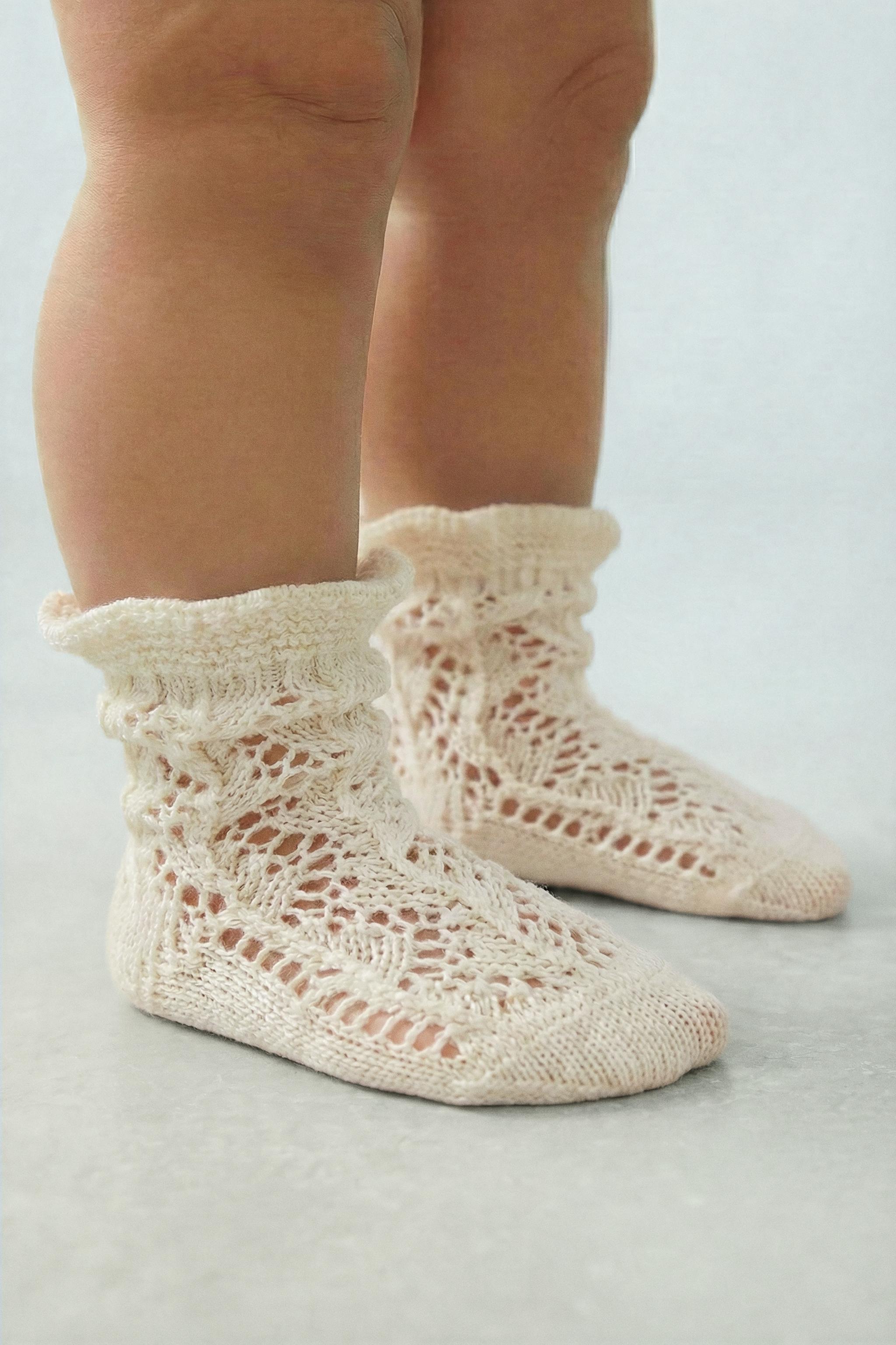 CHAUSSETTES AJOURÉES EN COTON ET SOIE